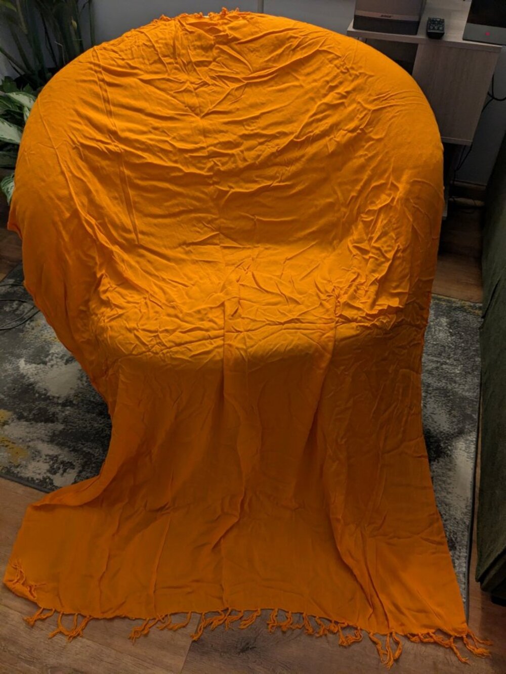 Wayan Natural Wear Orange Fringe Shawl Scarf Wrap Throw 60 x 45